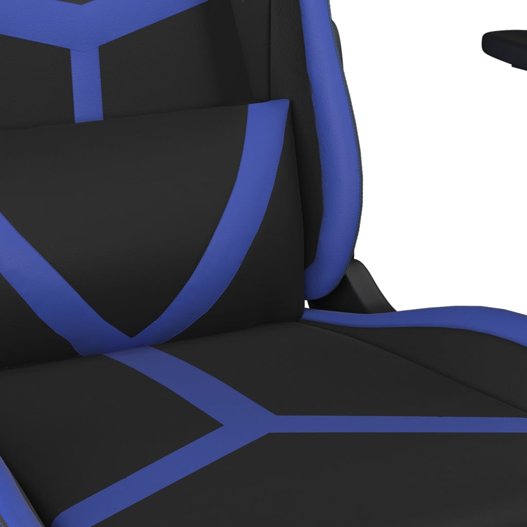 vidaXL gamingstol m. massagefunktion og fodstøtte kunstlæder sort blå