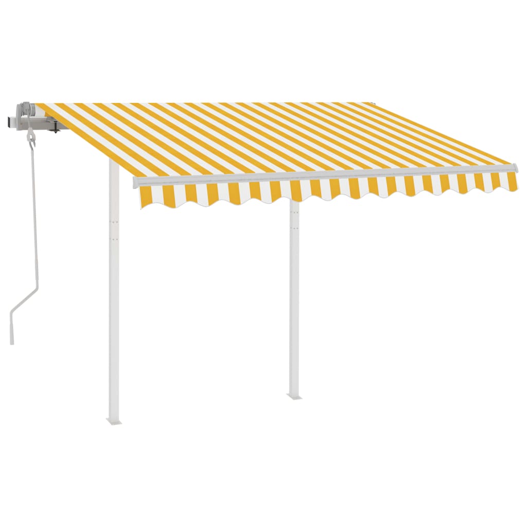 vidaXL markise m. stolper 3x2,5 m manuel betjening gul og hvid