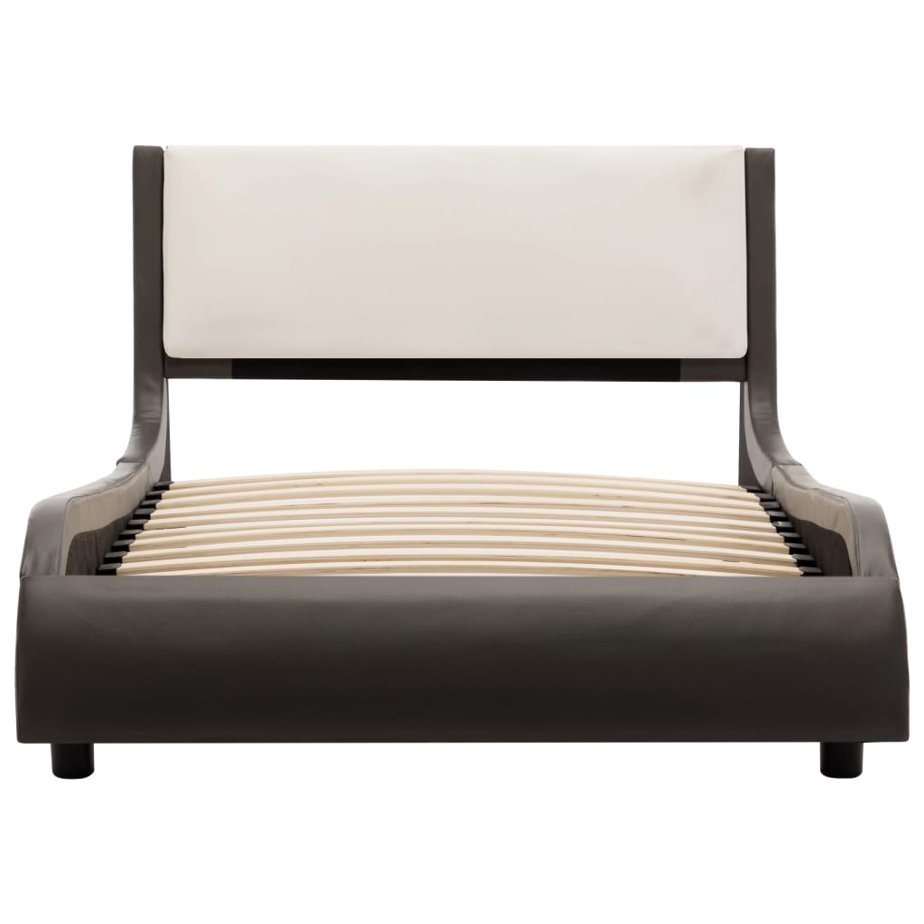 vidaXL sengestel 90 x 200 cm LED kunstlæder grå og hvid