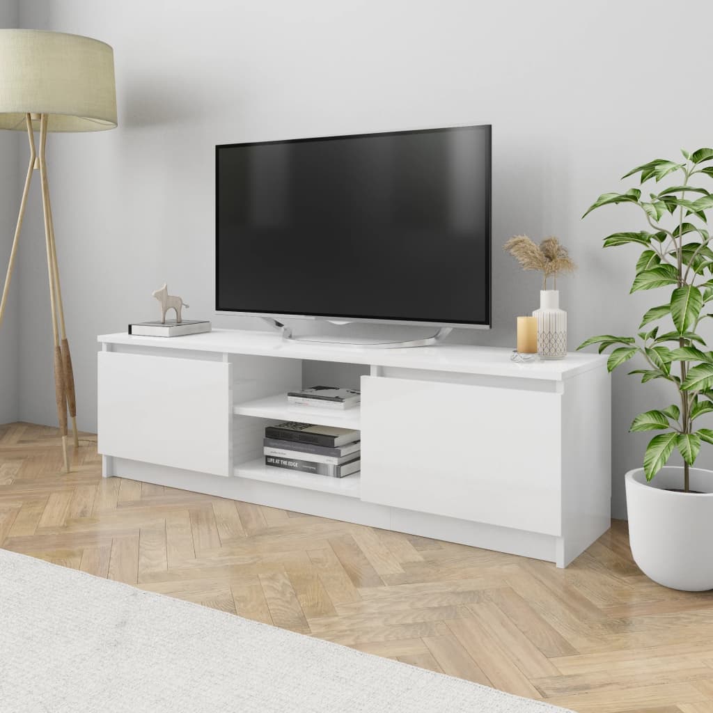 vidaXL tv-skab 120x30x35,5 cm konstrueret træ hvid højglans