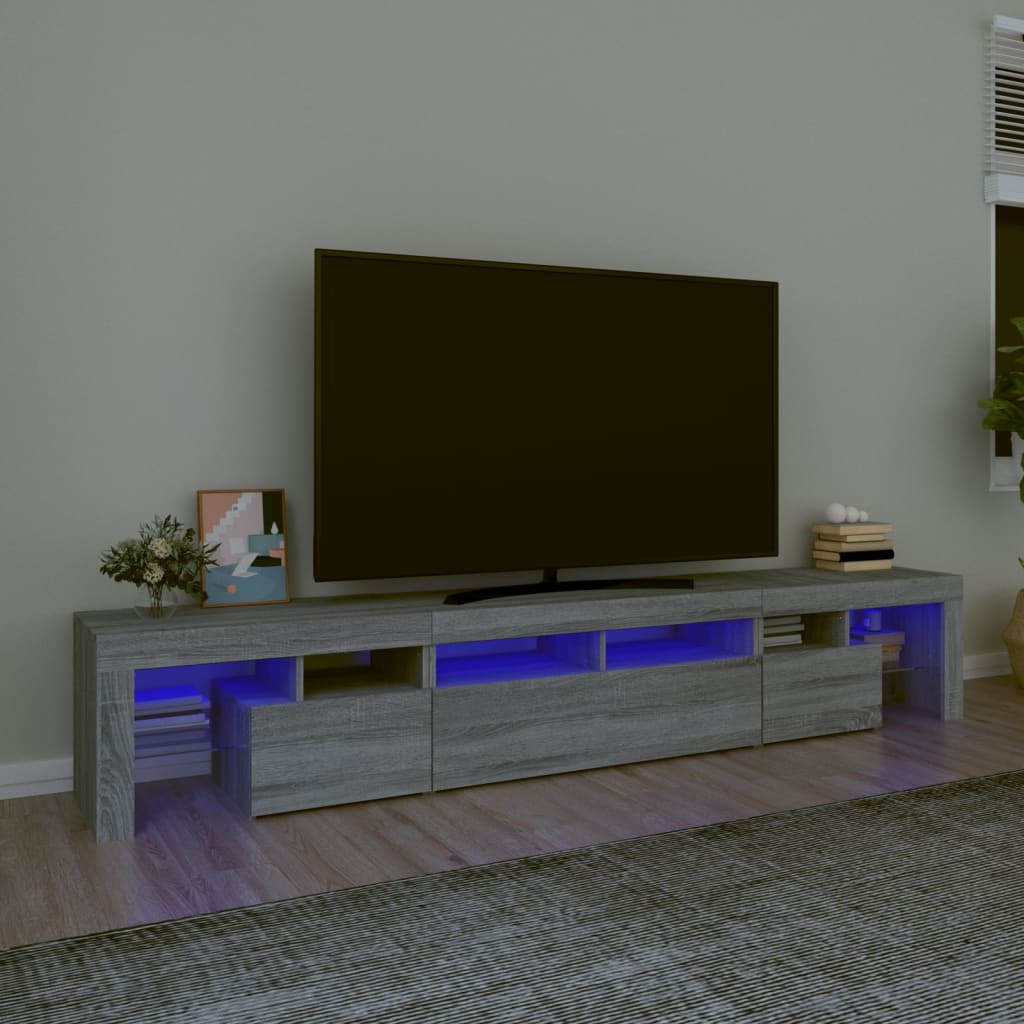 vidaXL tv-skab med LED-lys 230x36,5x40 cm grå sonoma-eg