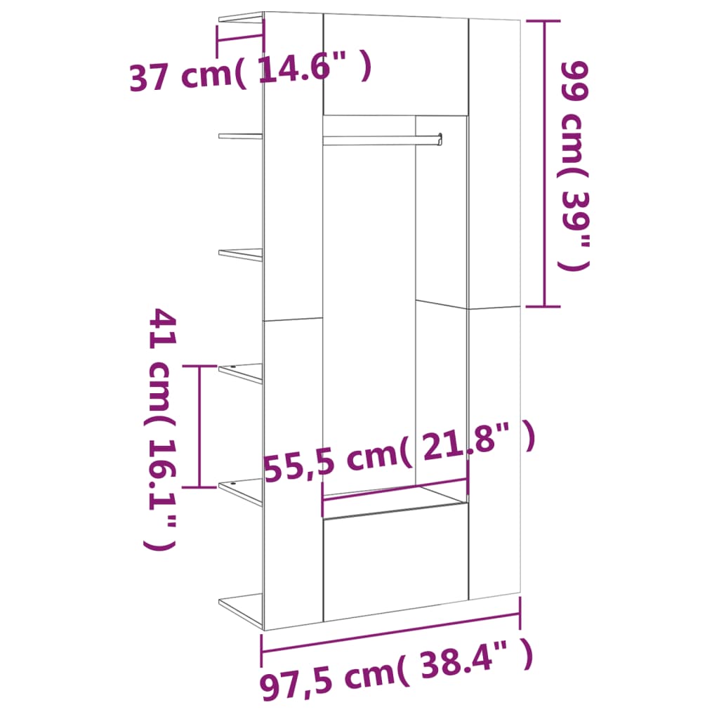 vidaXL entrémøbler 2 stk. konstrueret træ betongrå