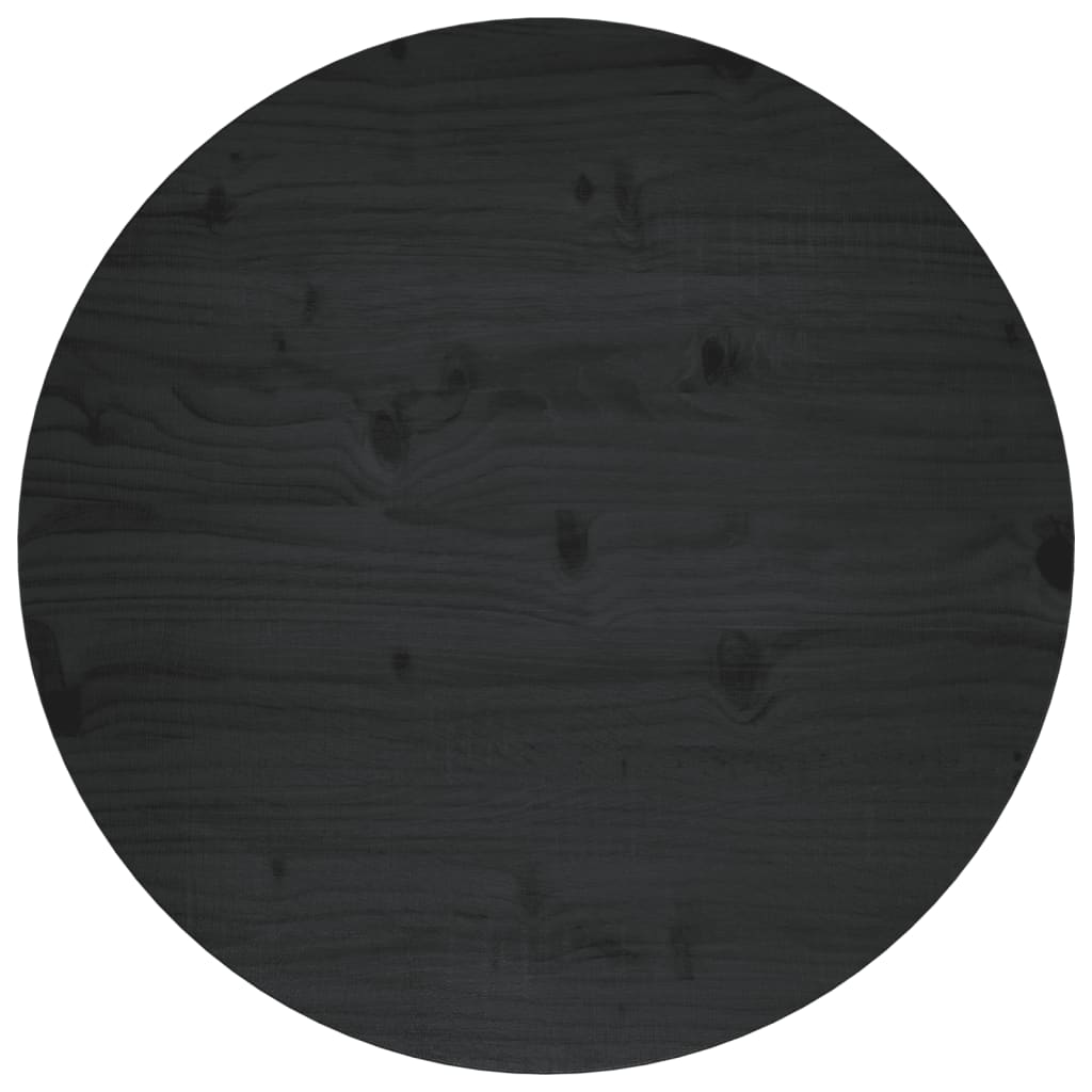 vidaXL bordplade Ø60x2,5 cm massivt fyrretræ sort