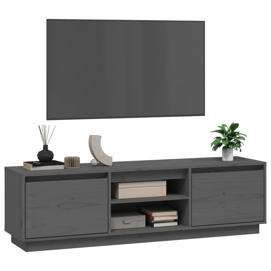 vidaXL tv-bord 140x35x40 cm massivt fyrretræ grå