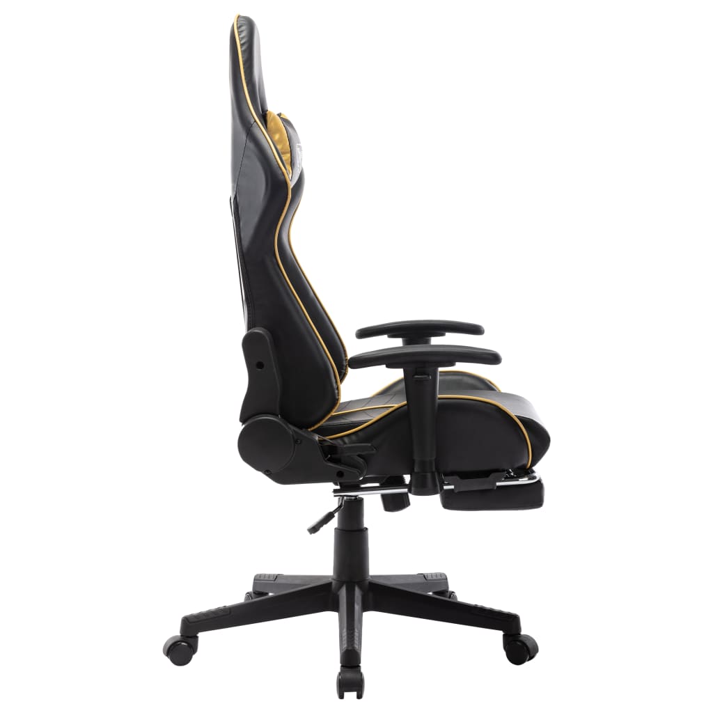 vidaXL gamingstol med fodstøtte kunstlæder sort og guldfarvet