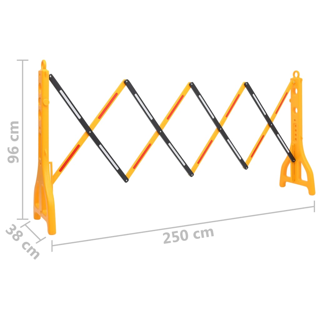 vidaXL foldbar vejafspærring 250x38x96 cm gul og sort