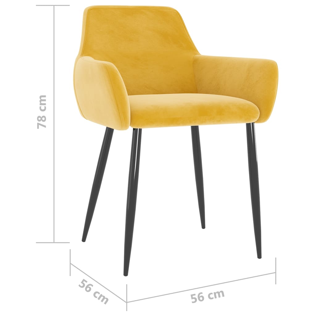 vidaXL spisebordsstole 2 stk. fløjl sennepsgul
