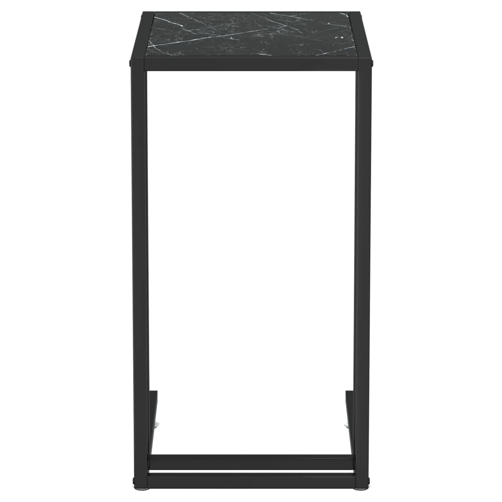 vidaXL sidebord 50x35x65 cm hærdet glas sort marmor