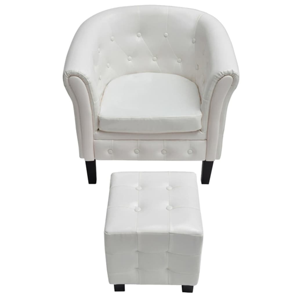 vidaXL lænestol med fodskammel kunstlæder hvid