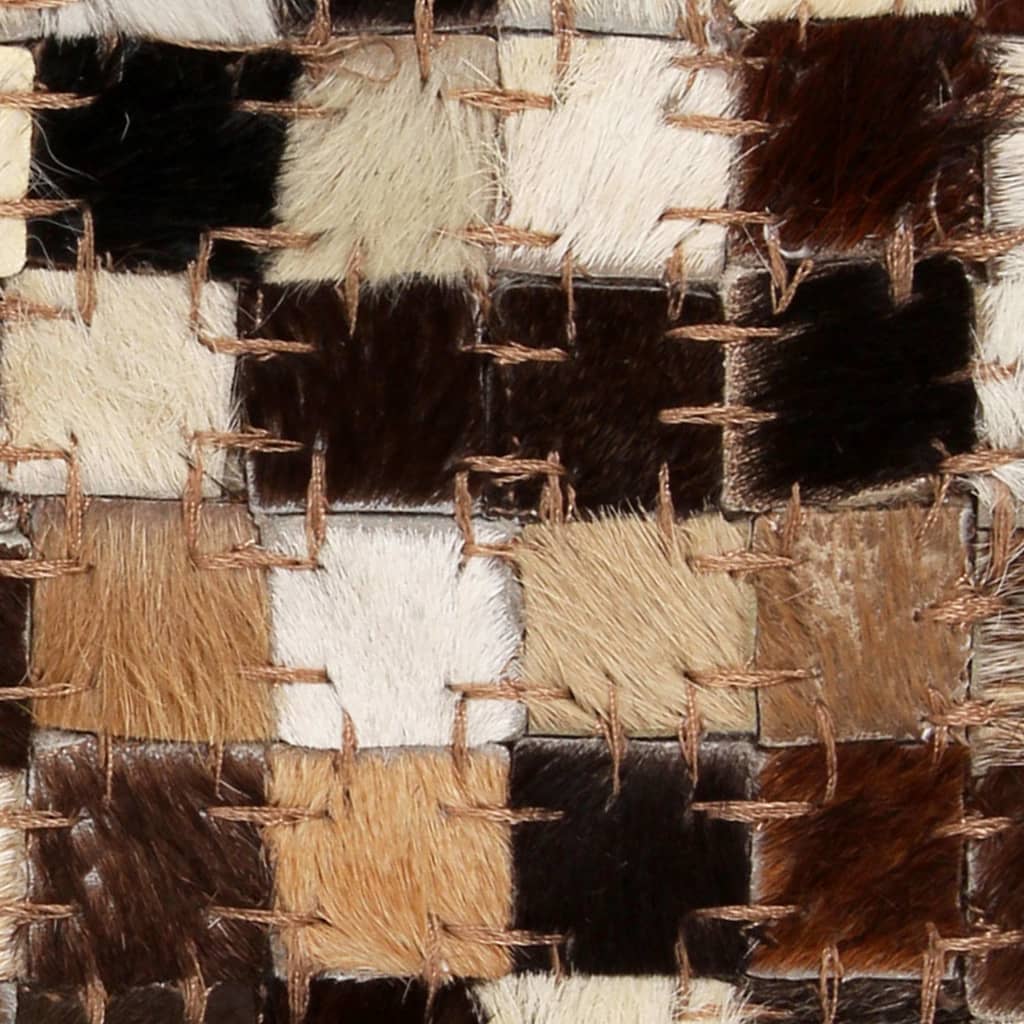 vidaXL tæppe ægte kolæder patchwork 160 x 230 cm firkantet brun/hvid