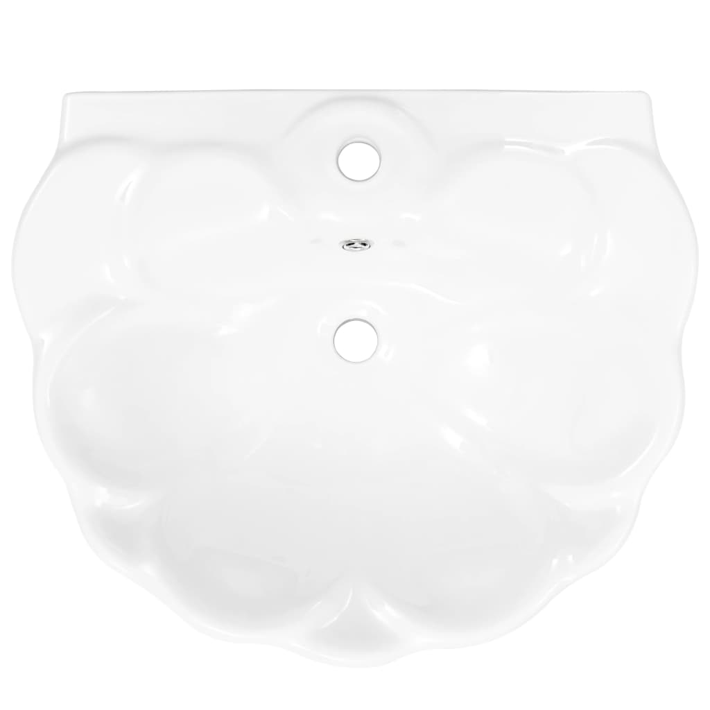 vidaXL fritstående vask med piedestal keramik hvid 580 x 510 x 200 mm