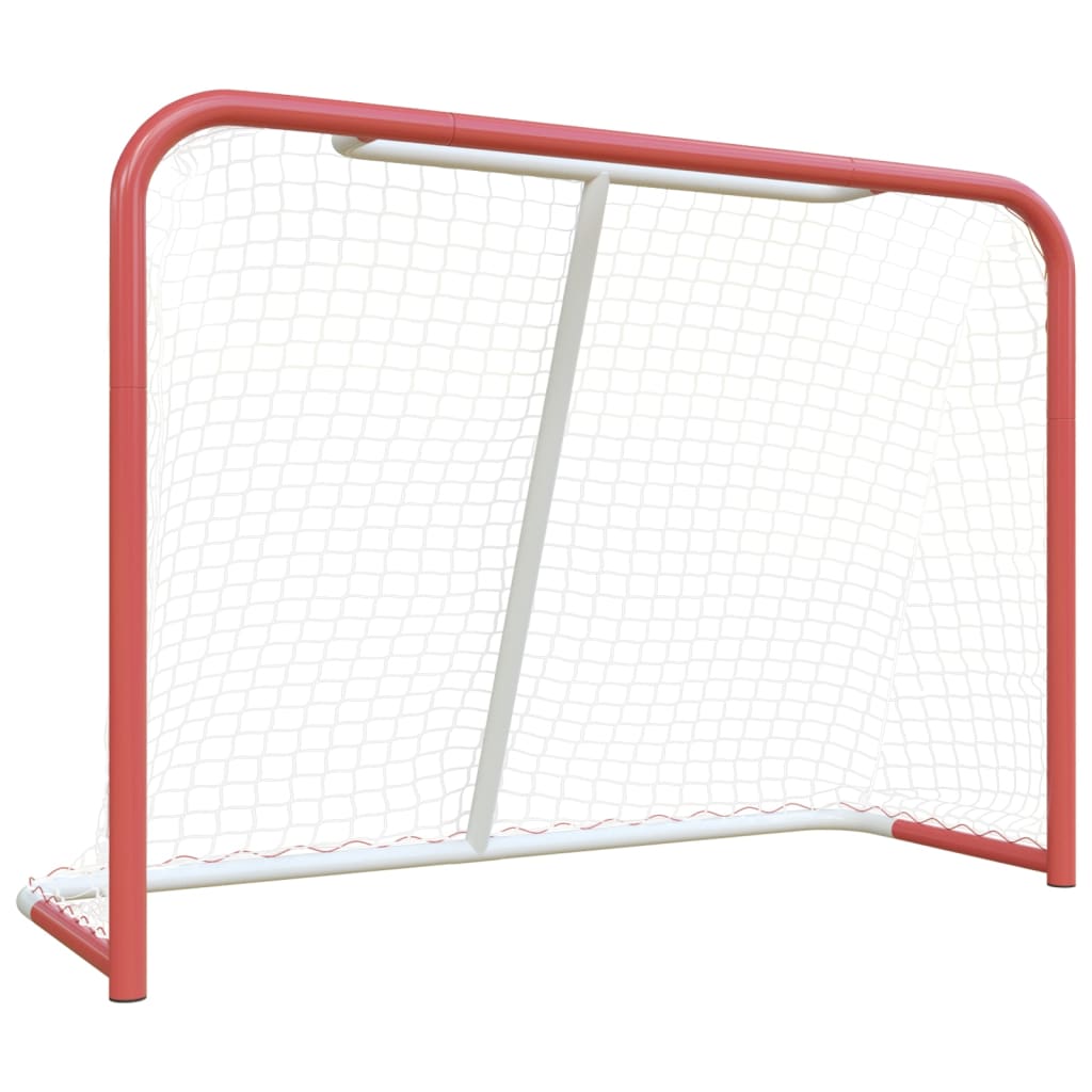 vidaXL hockeymål med net 153x60x118 cm stål og polyester rød og hvid