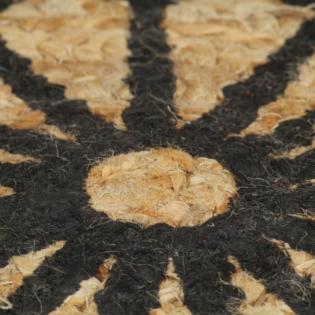 vidaXL håndlavet tæppe med sort print jute 90 cm