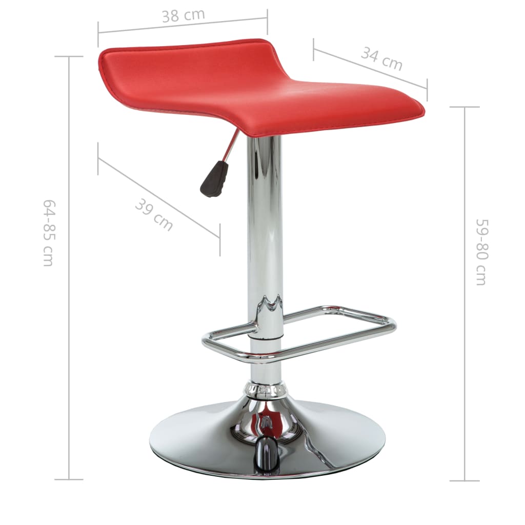 vidaXL barstole 2 stk. kunstlæder rød
