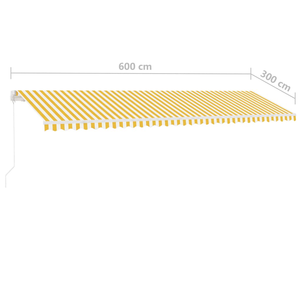 vidaXL fritstående markise 600x300 cm manuel betjening gul/hvid