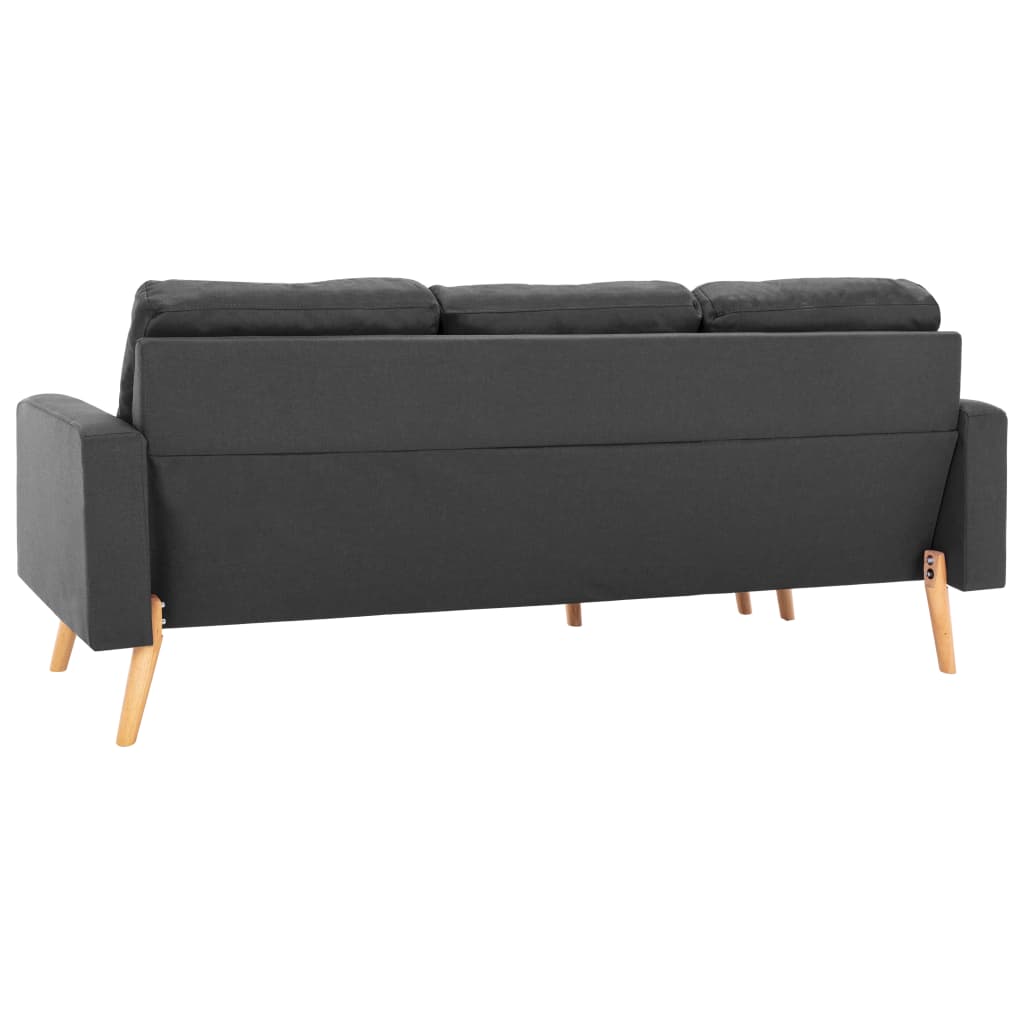 vidaXL 3-personers sofa med fodskammel stof mørkegrå