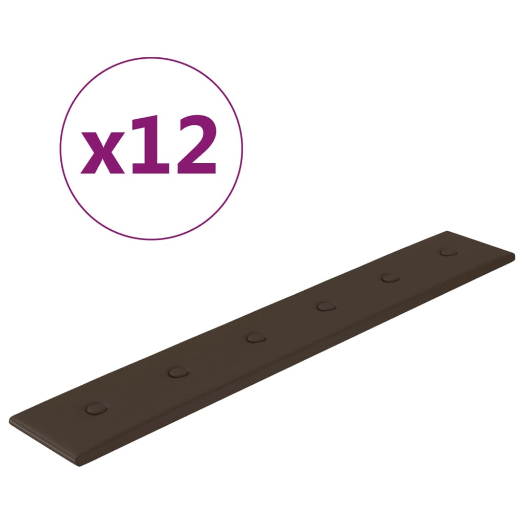 vidaXL vægpaneler 12 stk. 90x15 cm 1,62 m² kunstlæder brun