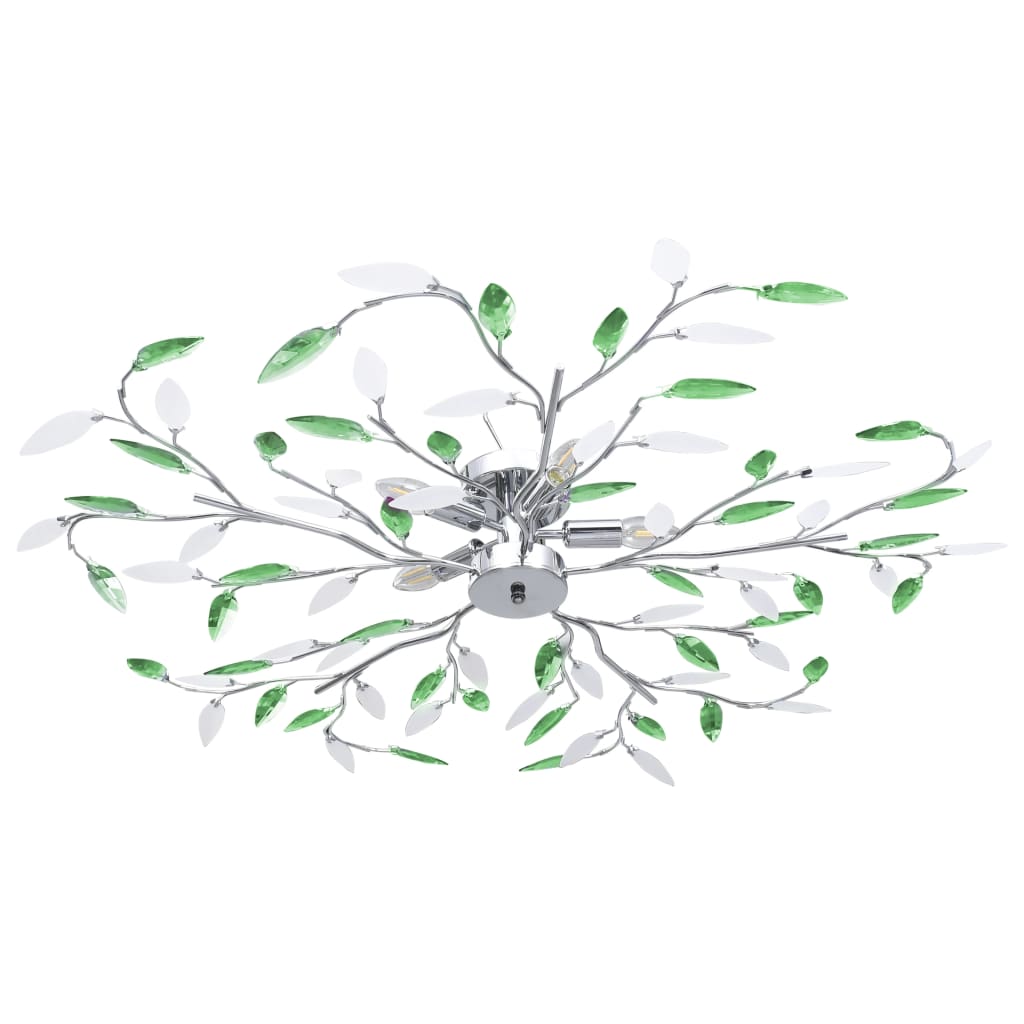 vidaXL loftslampe med krystalblade akryl til 5 E14-pærer grøn