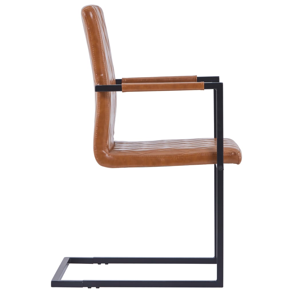 vidaXL spisebordsstole med cantilever 2 stk. kunstlæder cognacfarvet