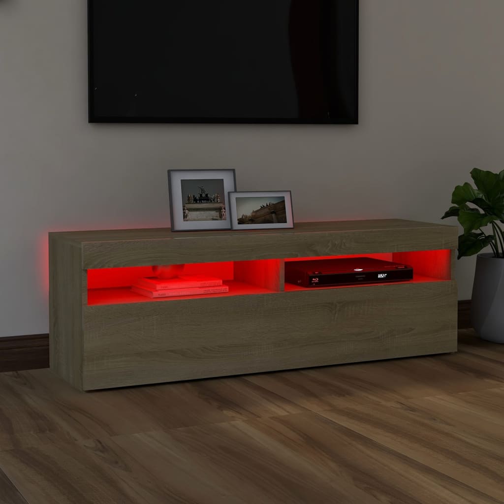 vidaXL tv-bord med LED-lys 120x35x40 cm sonoma-eg