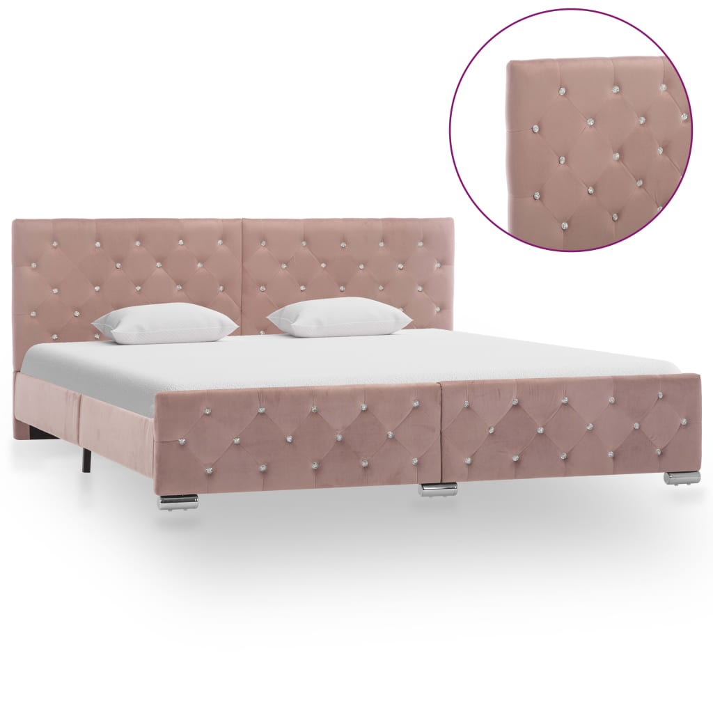 vidaXL sengestel 180x200 cm fløjl lyserød