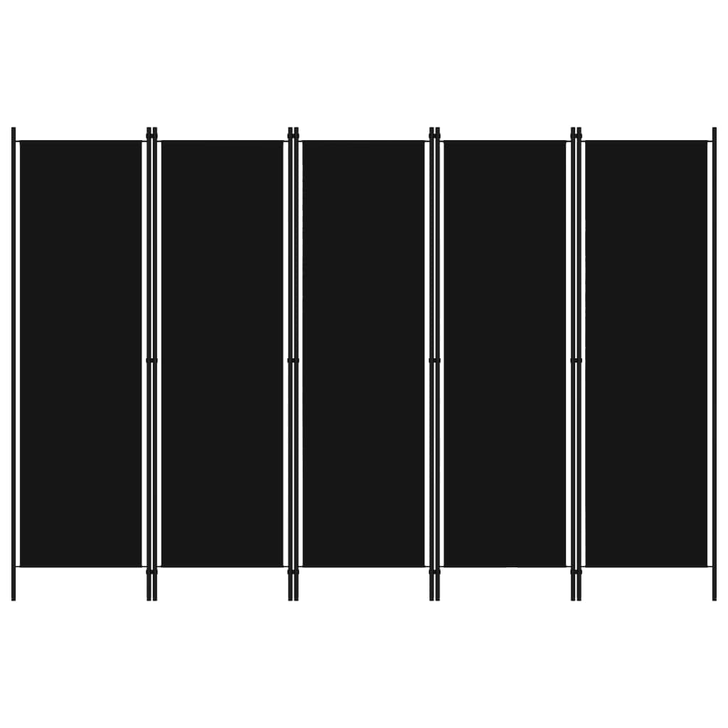 vidaXL 5-panels rumdeler 250 x 180 cm sort