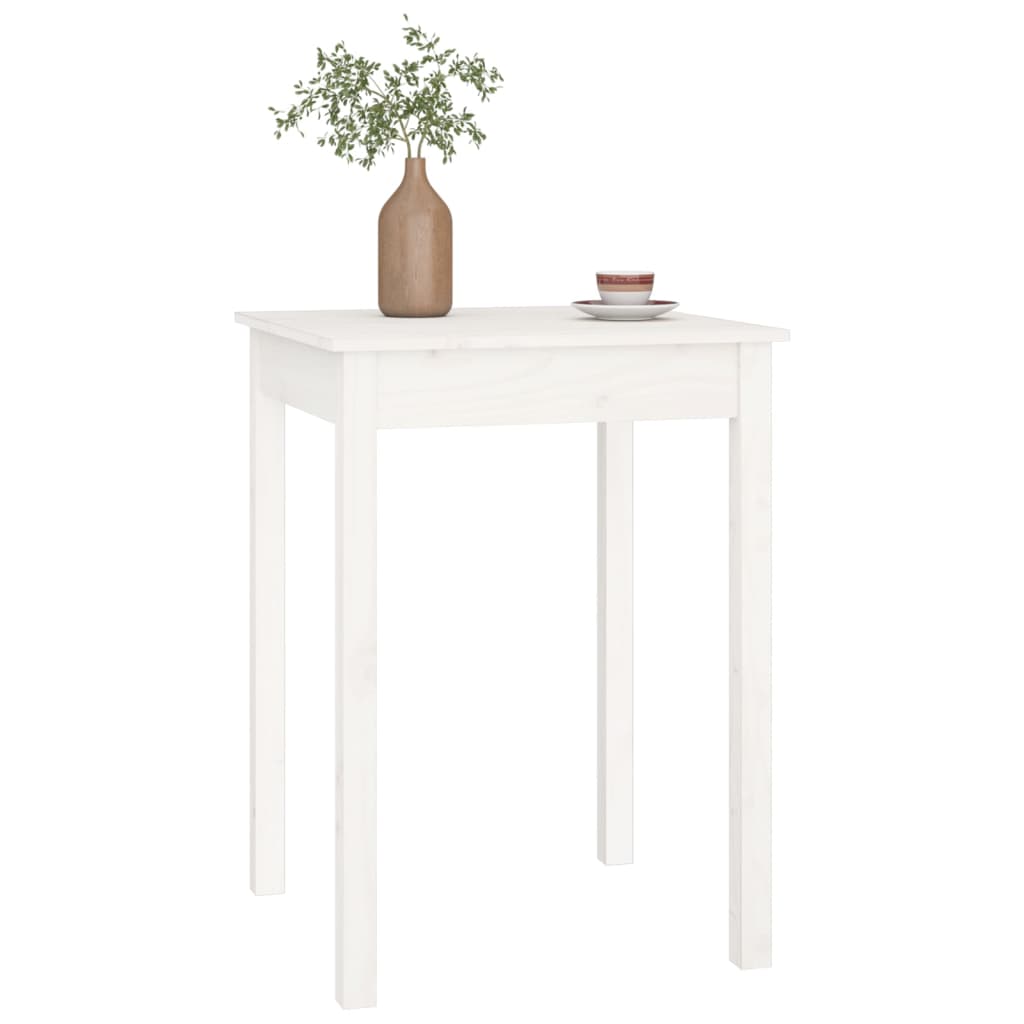 vidaXL spisebord 55x55x75 cm massivt fyrretræ hvid