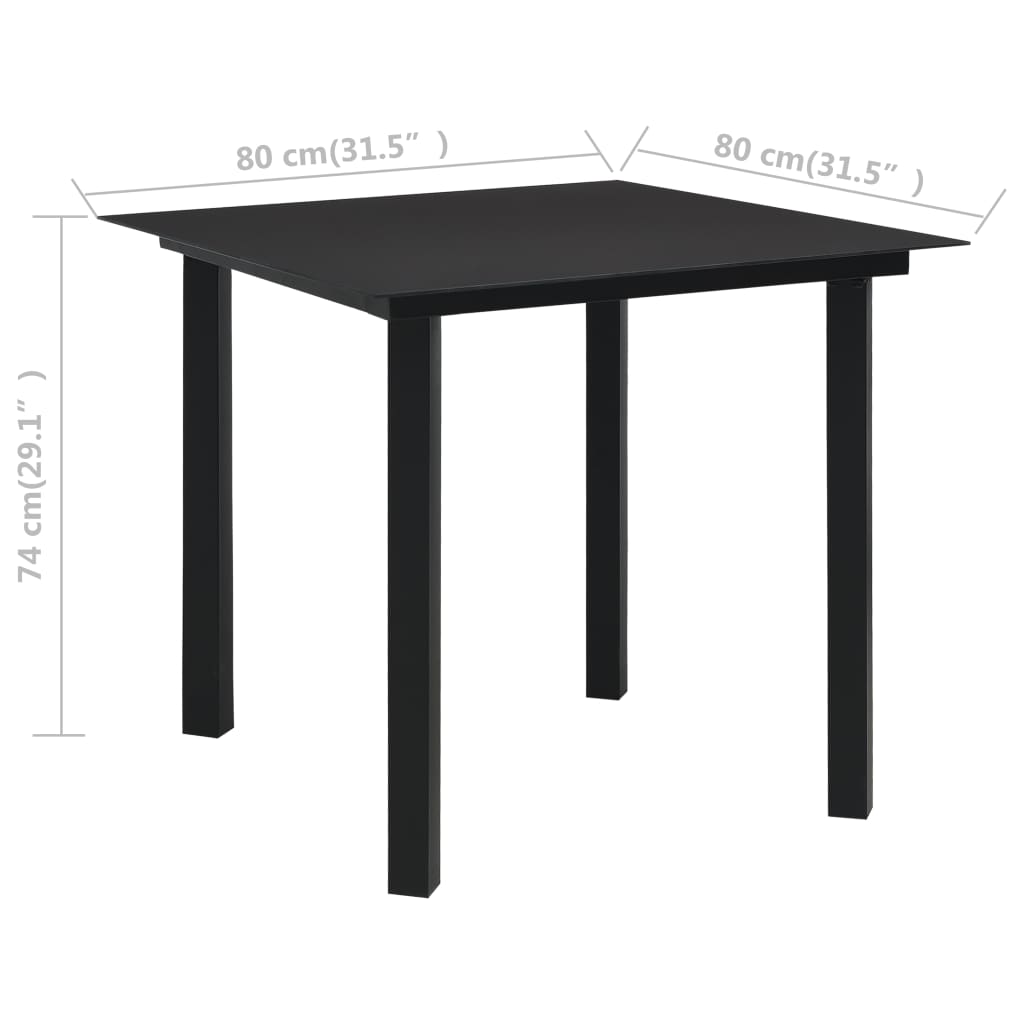 vidaXL spisebordssæt til haven 5 dele glas og stål sort