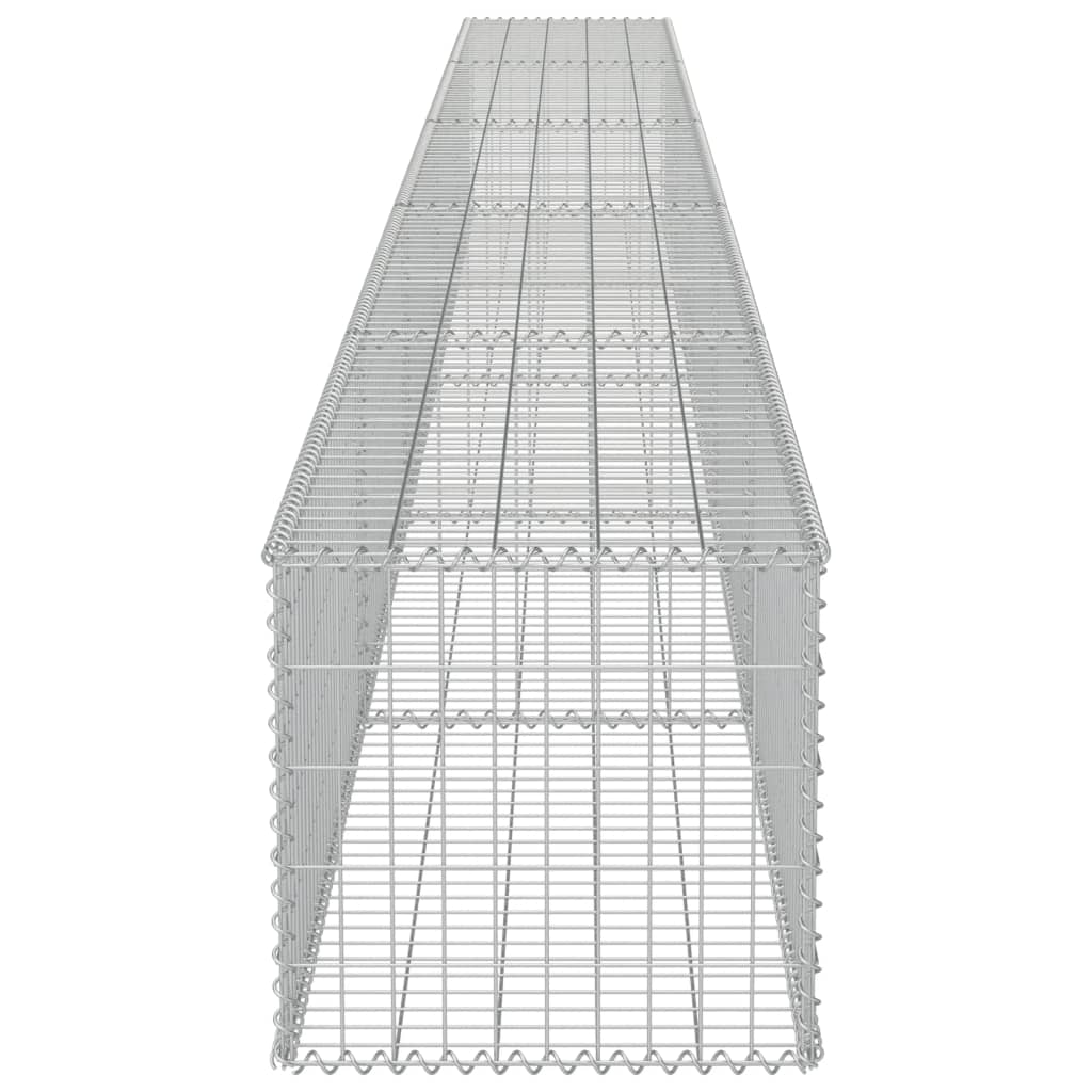 vidaXL gabionvæg med dæksler galvaniseret stål 600 x 50 x 50 cm