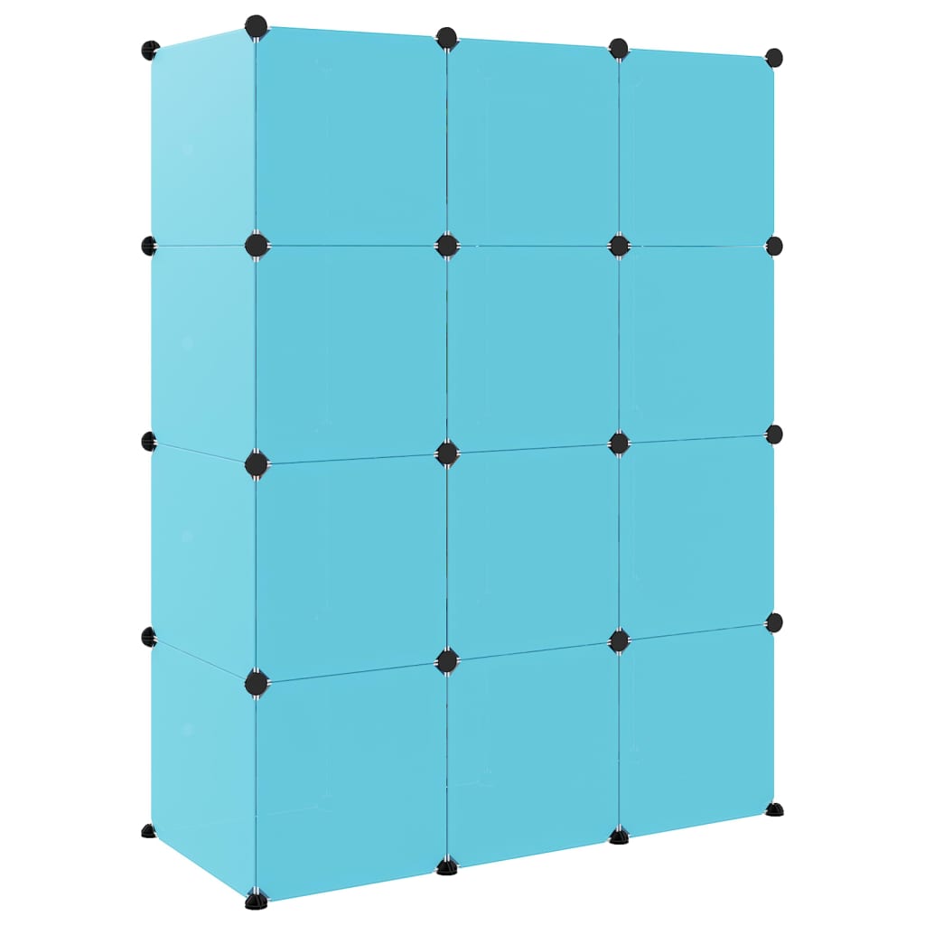 vidaXL opbevaringsreol til børn 12 kubeformede kasser PP blå