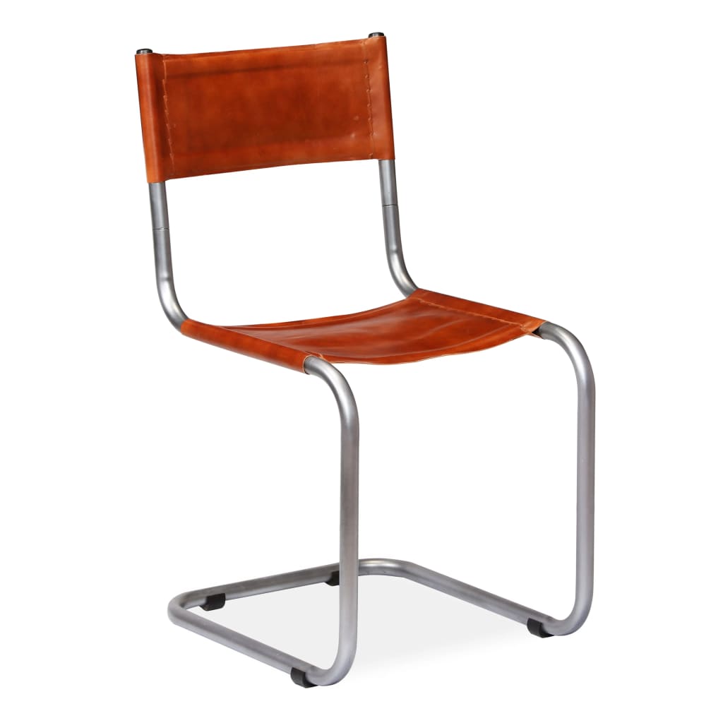 vidaXL spisebordsstole 2 stk. ægte læder brun