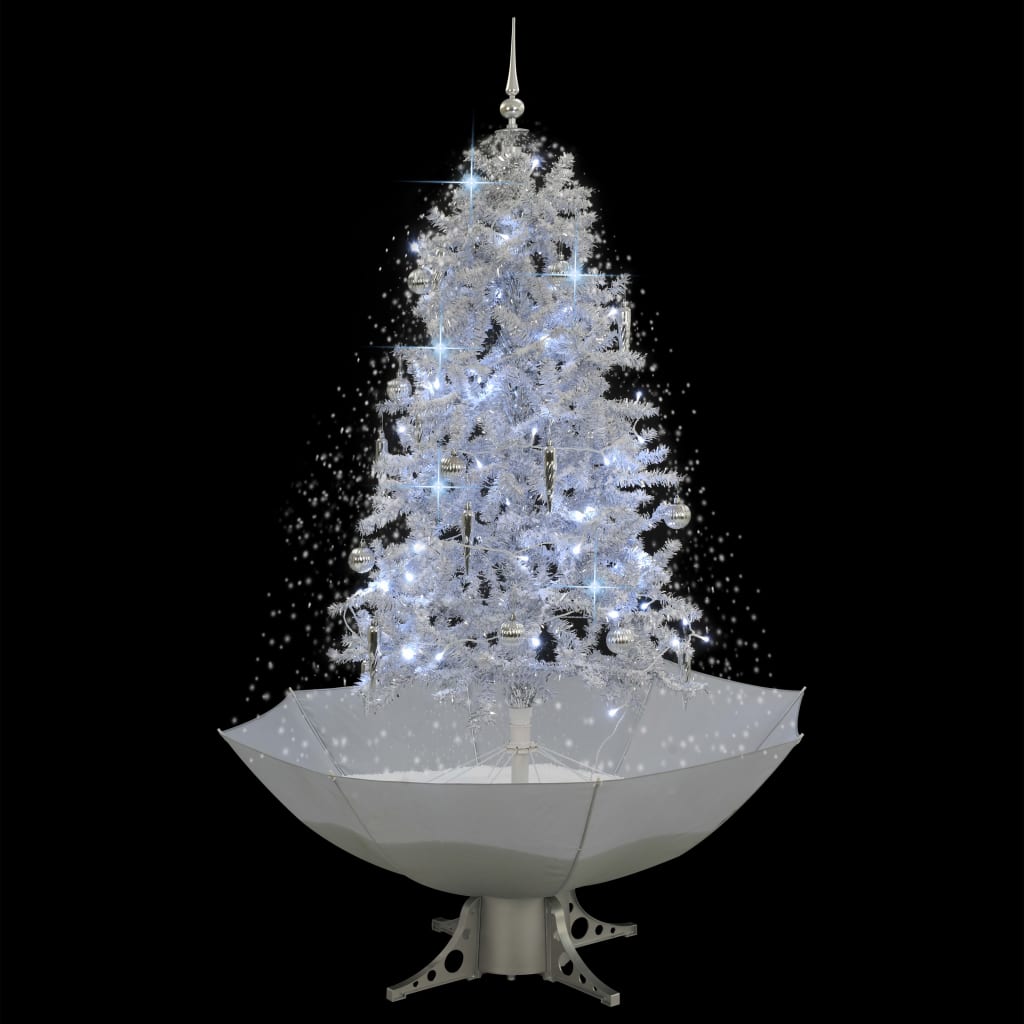 vidaXL juletræ med snefald paraplyfod 170 cm hvid
