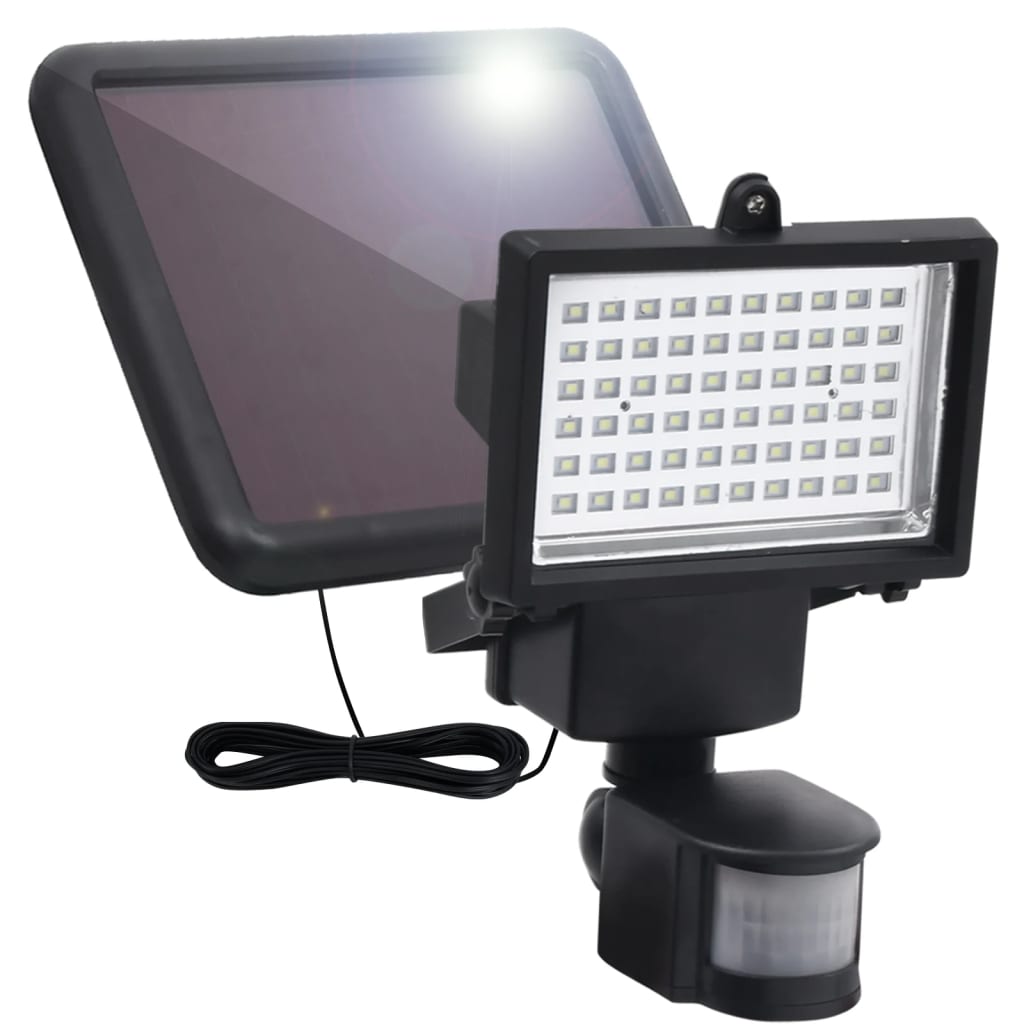 vidaXL soldrevet LED-spotlight med sensor sort
