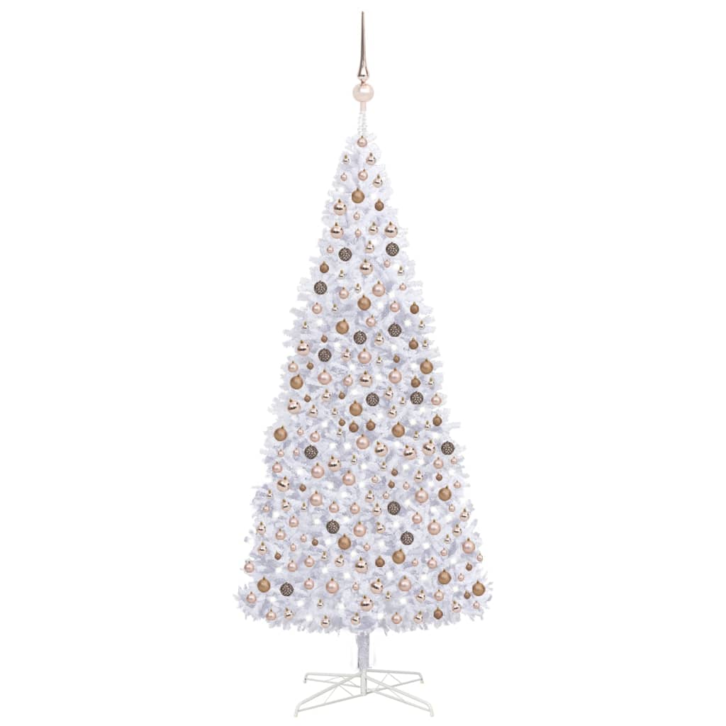 vidaXL kunstigt juletræ med LED-lys og kuglesæt 400 cm hvid