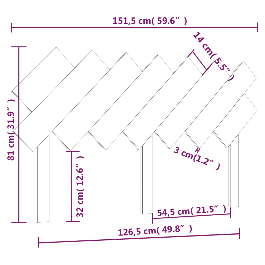 vidaXL sengegærde 151,5x3x81 cm massivt fyrretræ