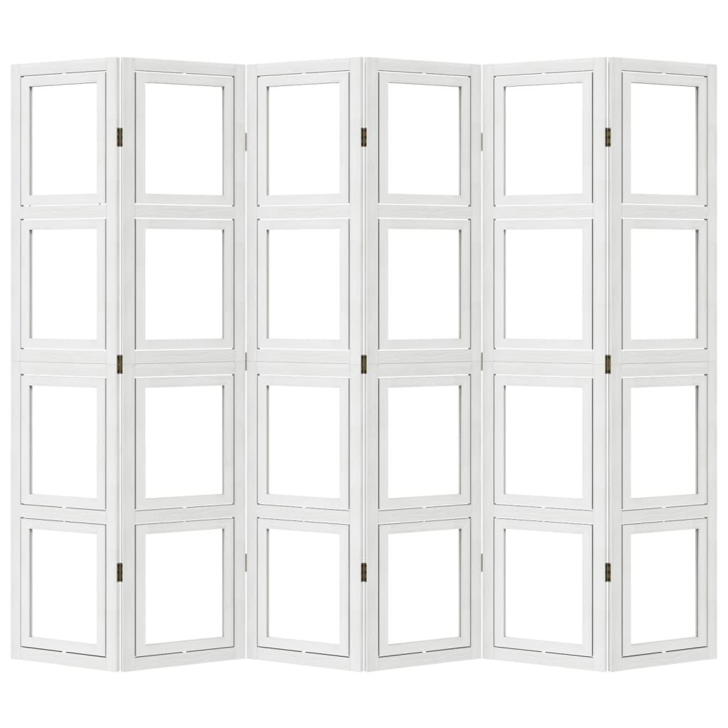 vidaXL rumdeler 6 paneler massivt kejsertræ hvid