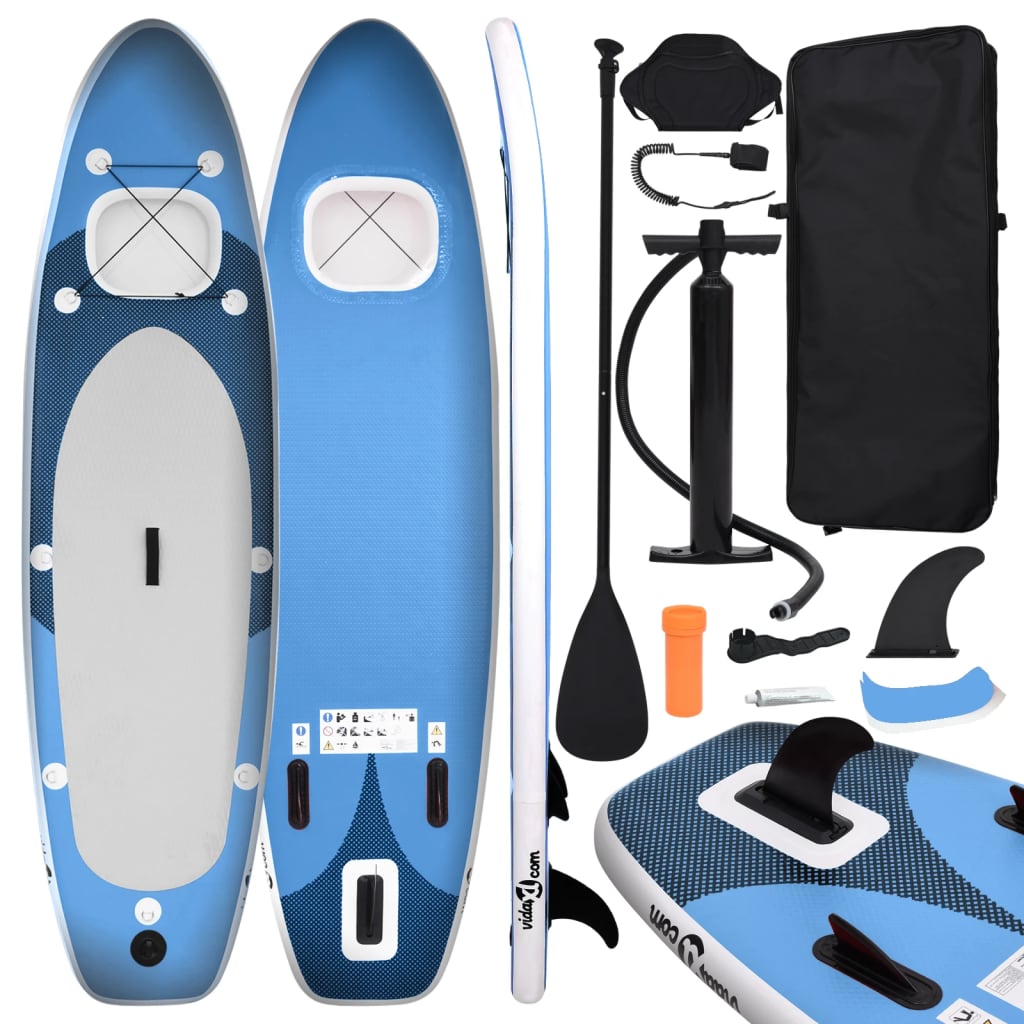 vidaXL oppusteligt paddleboardsæt 300x76x10 cm havblå