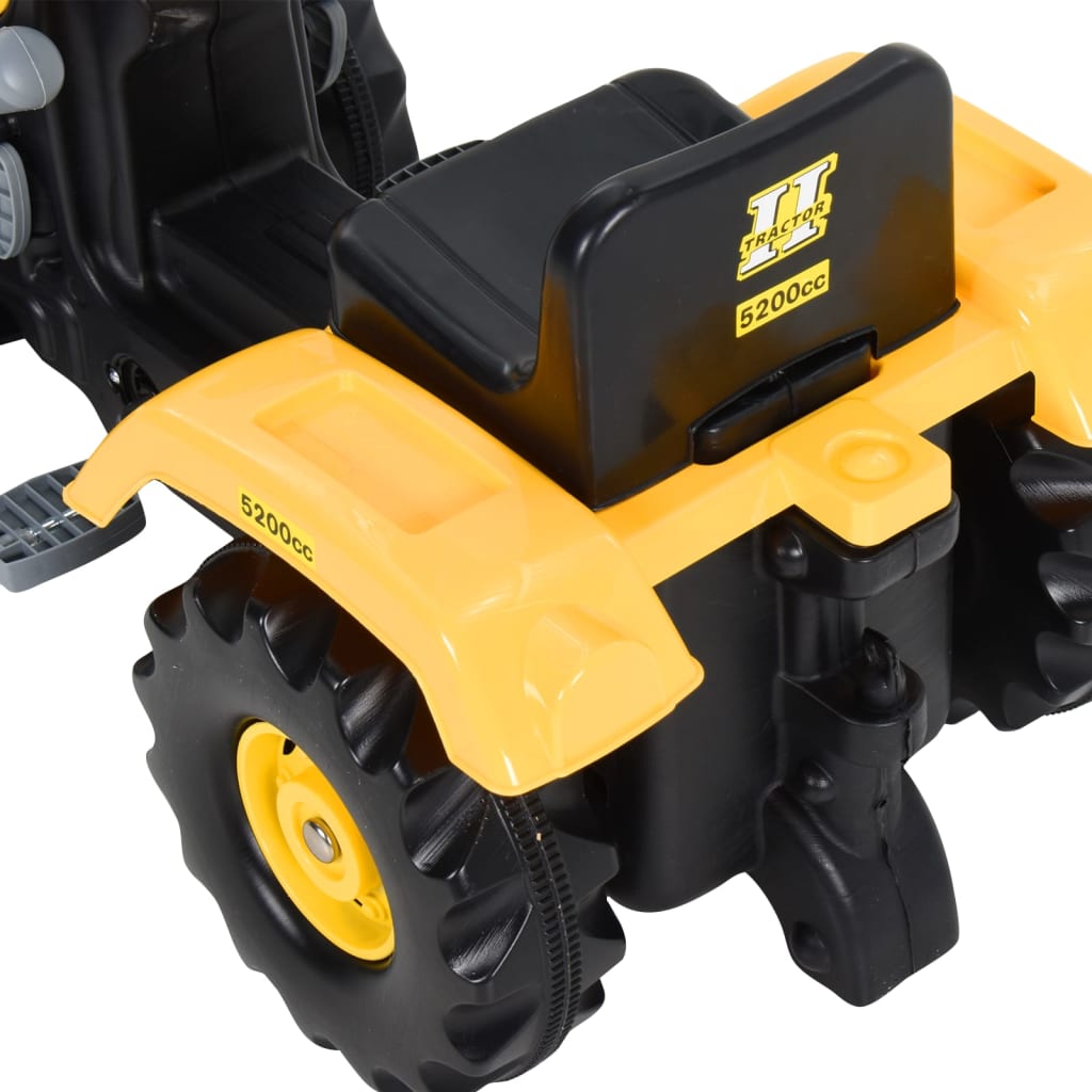 vidaXL traktor med pedaler og gravemaskine til børn gul og sort