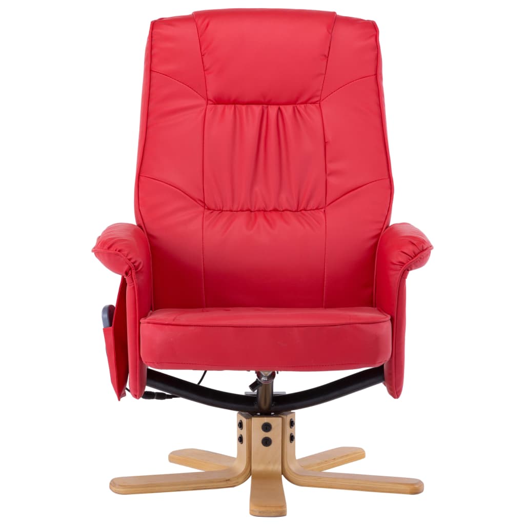 vidaXL massagelænestol med fodskammel rød kunstlæder