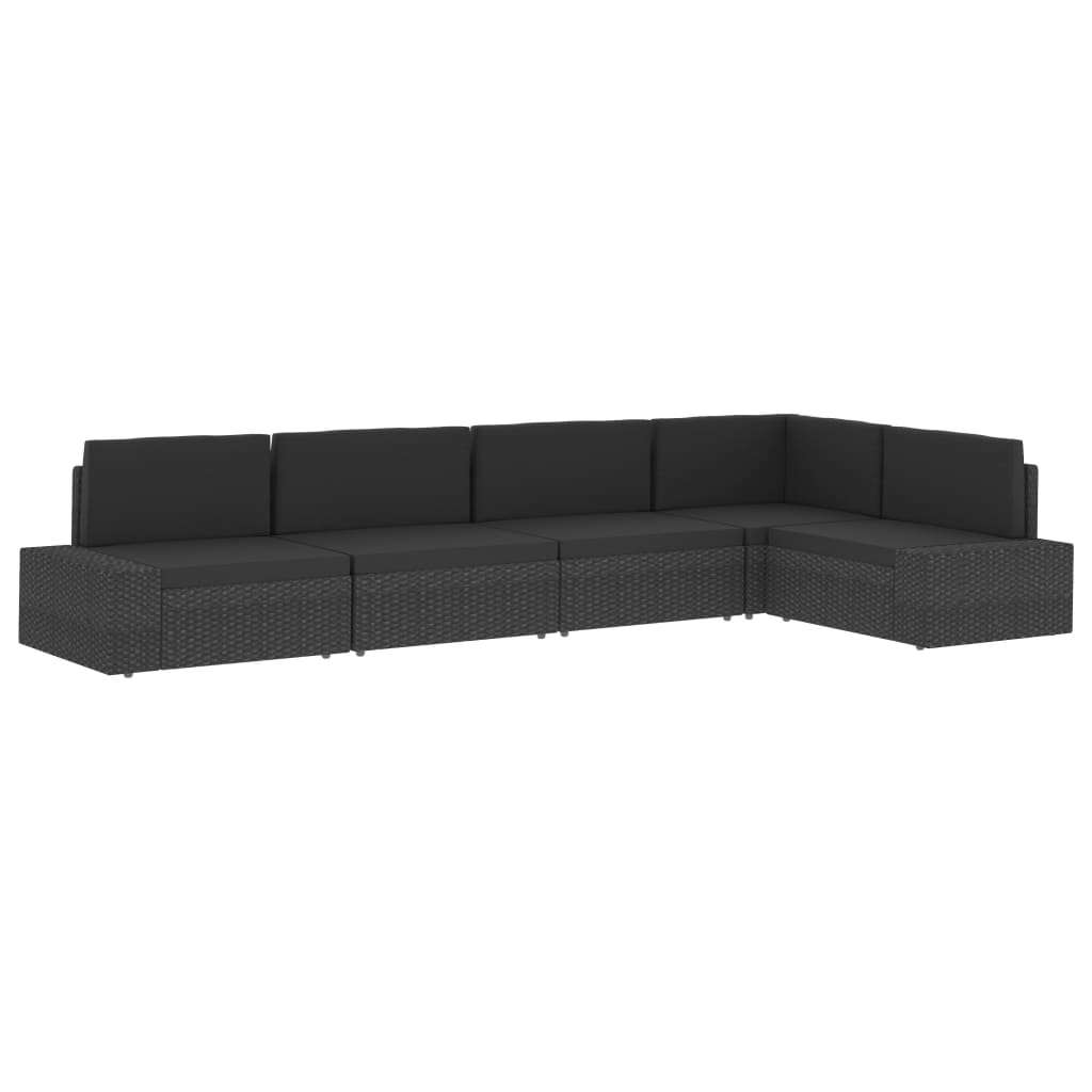 vidaXL 3-personers sofa modulær polyrattan sort