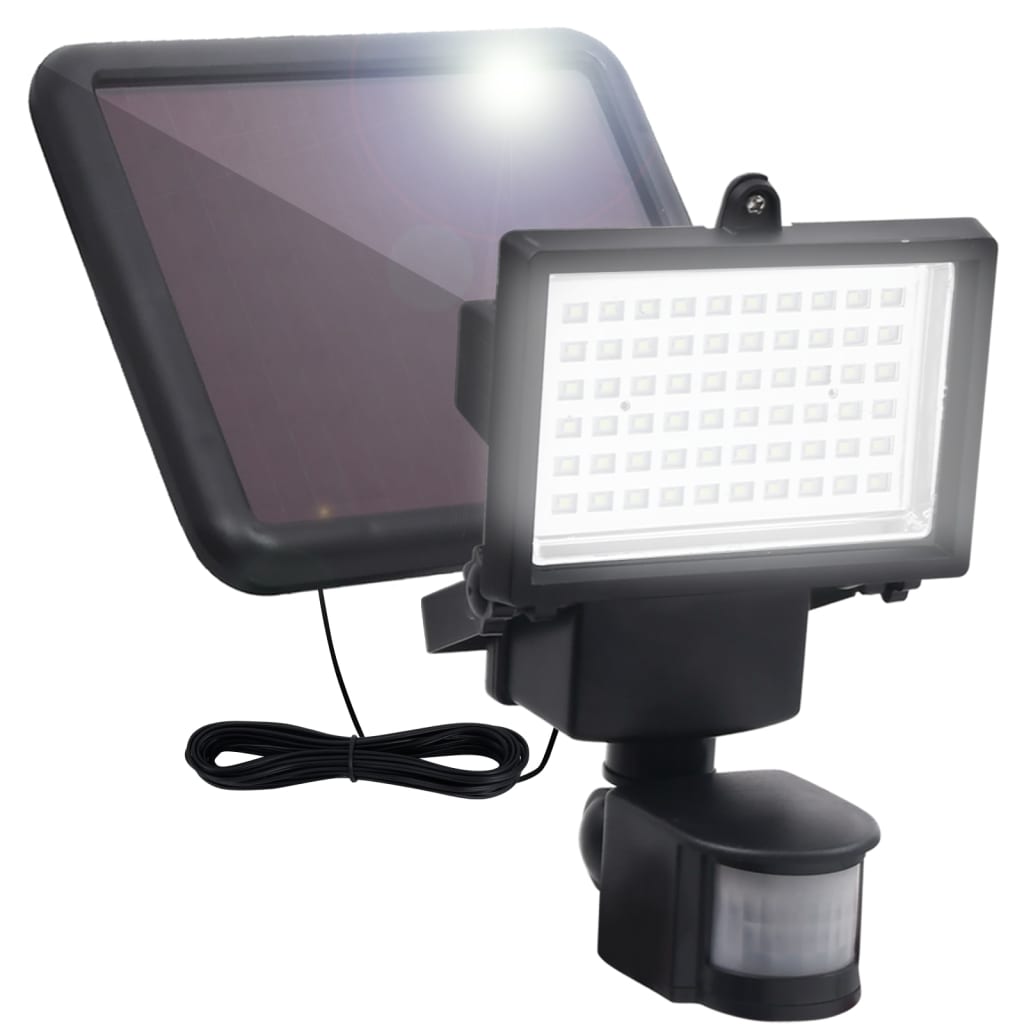 vidaXL soldrevet LED-spotlight med sensor sort