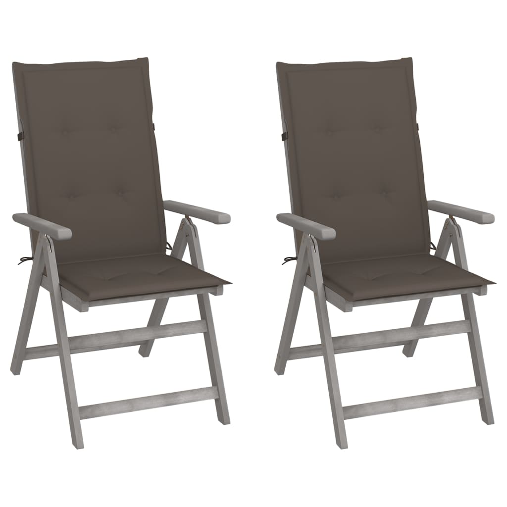 vidaXL lænestole til haven 2 stk. med hynder massivt akacietræ