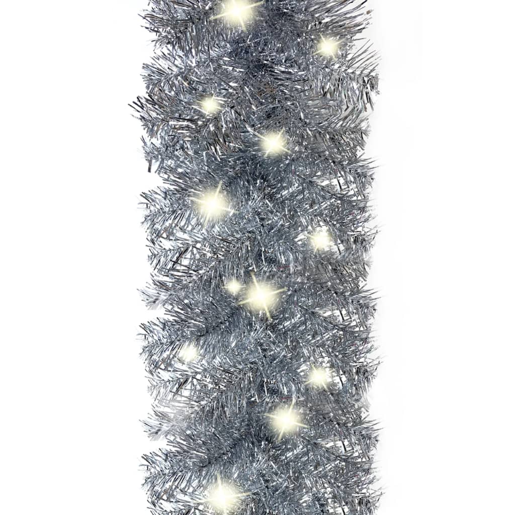 vidaXL juleguirlande med LED-lys 20 m sølvfarvet