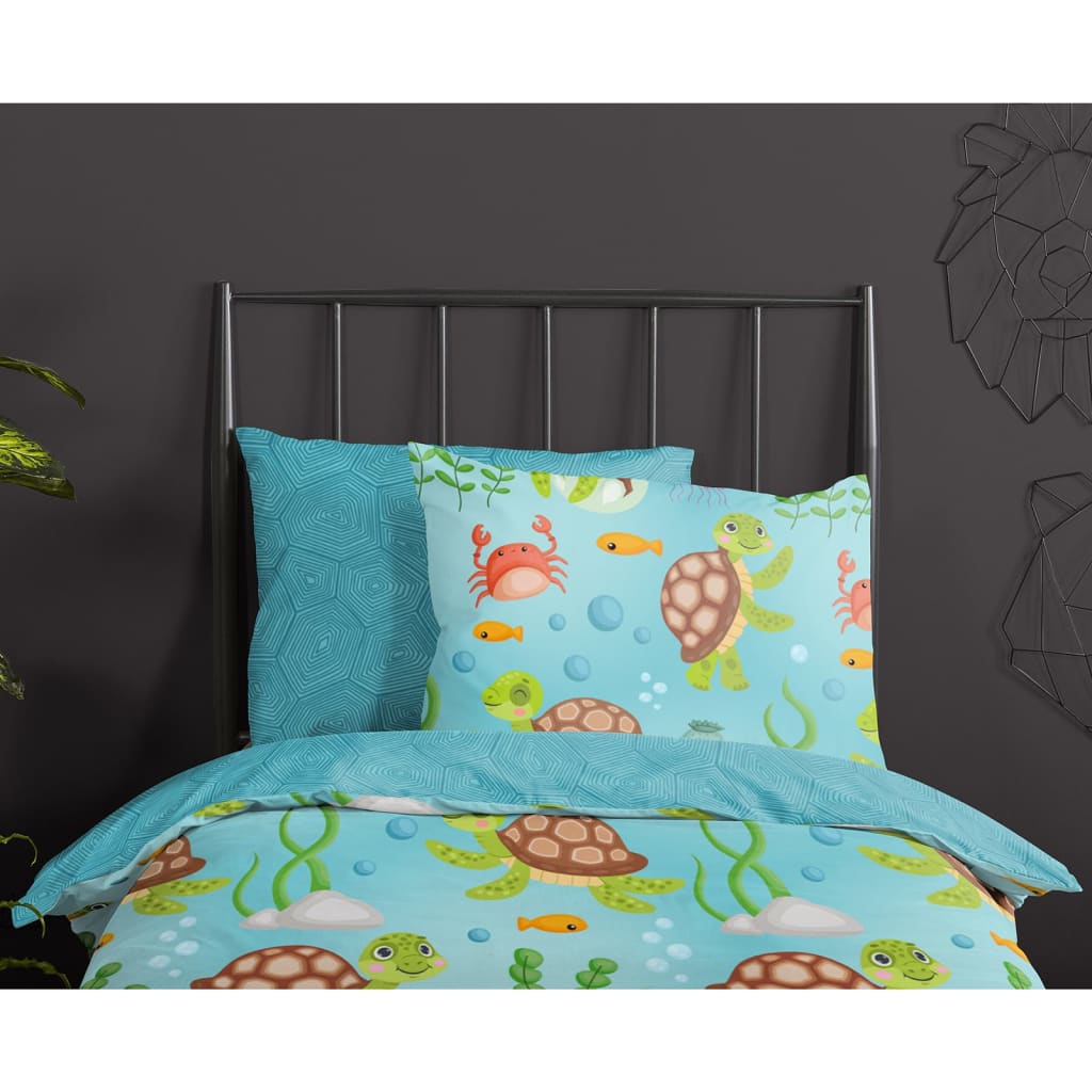 Good Morning sengetøj til børn TURTLES 140x200/220 cm blå