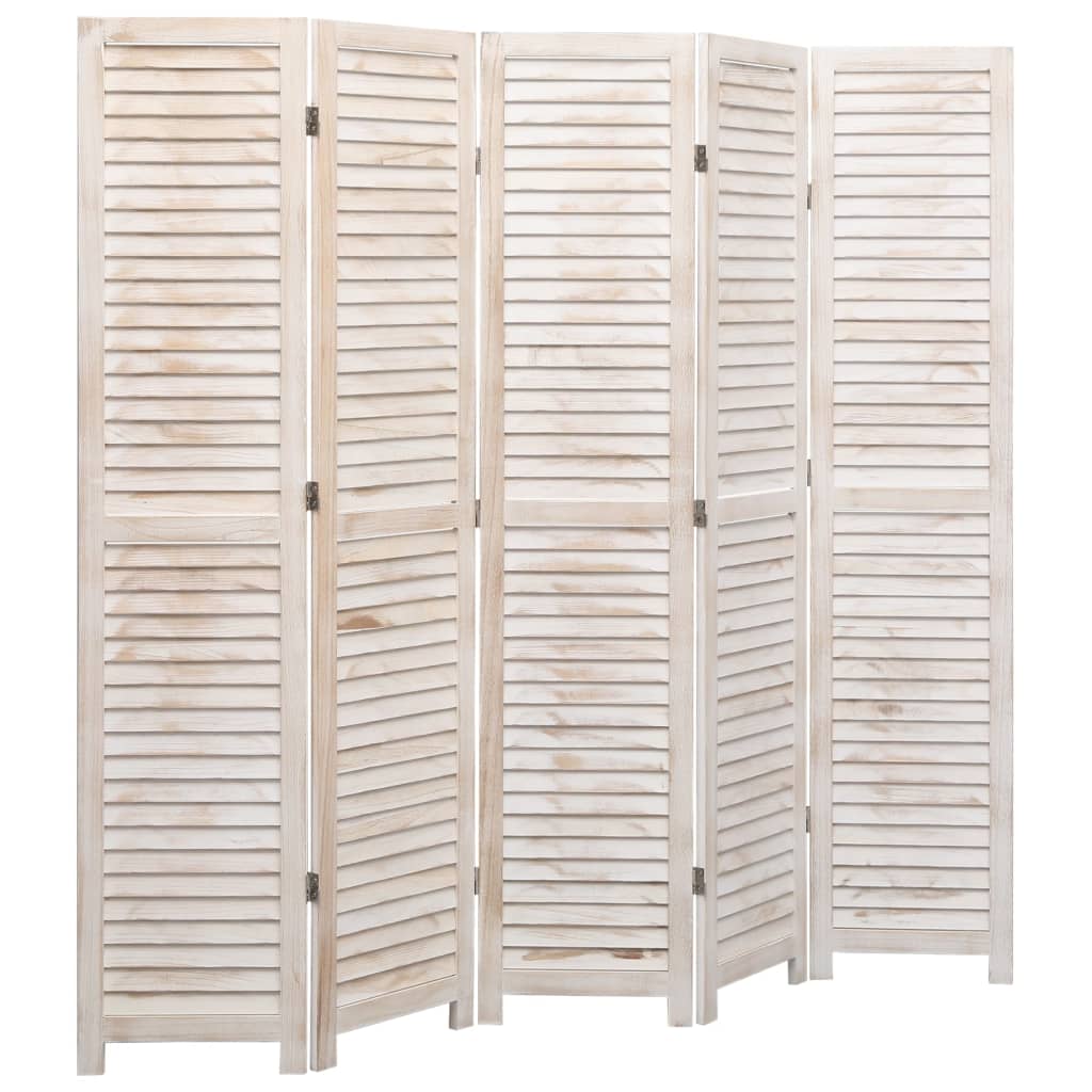 vidaXL 5-panels rumdeler 175 x 165 cm træ hvid