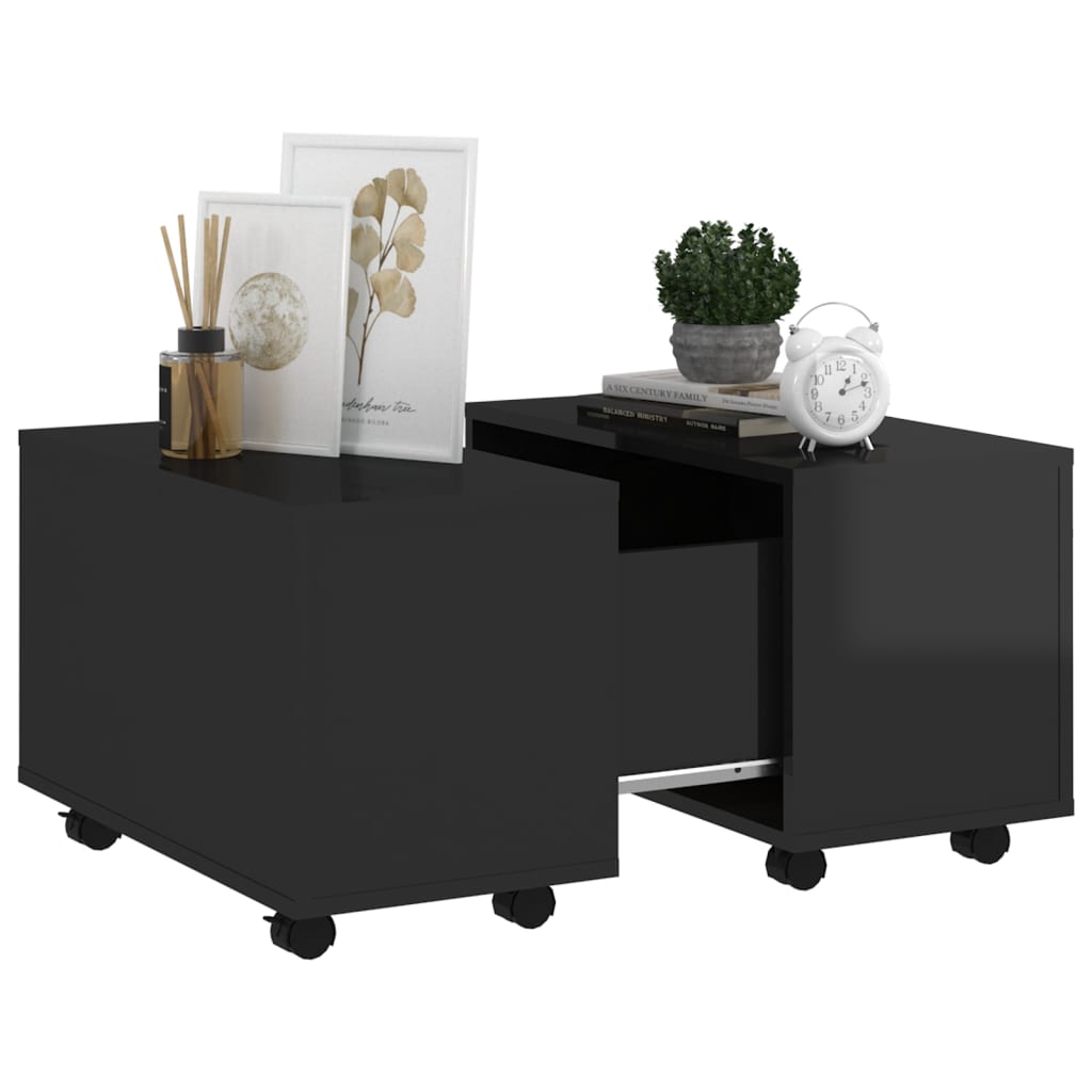 vidaXL sofabord 60x60x38 cm spånplade sort højglans