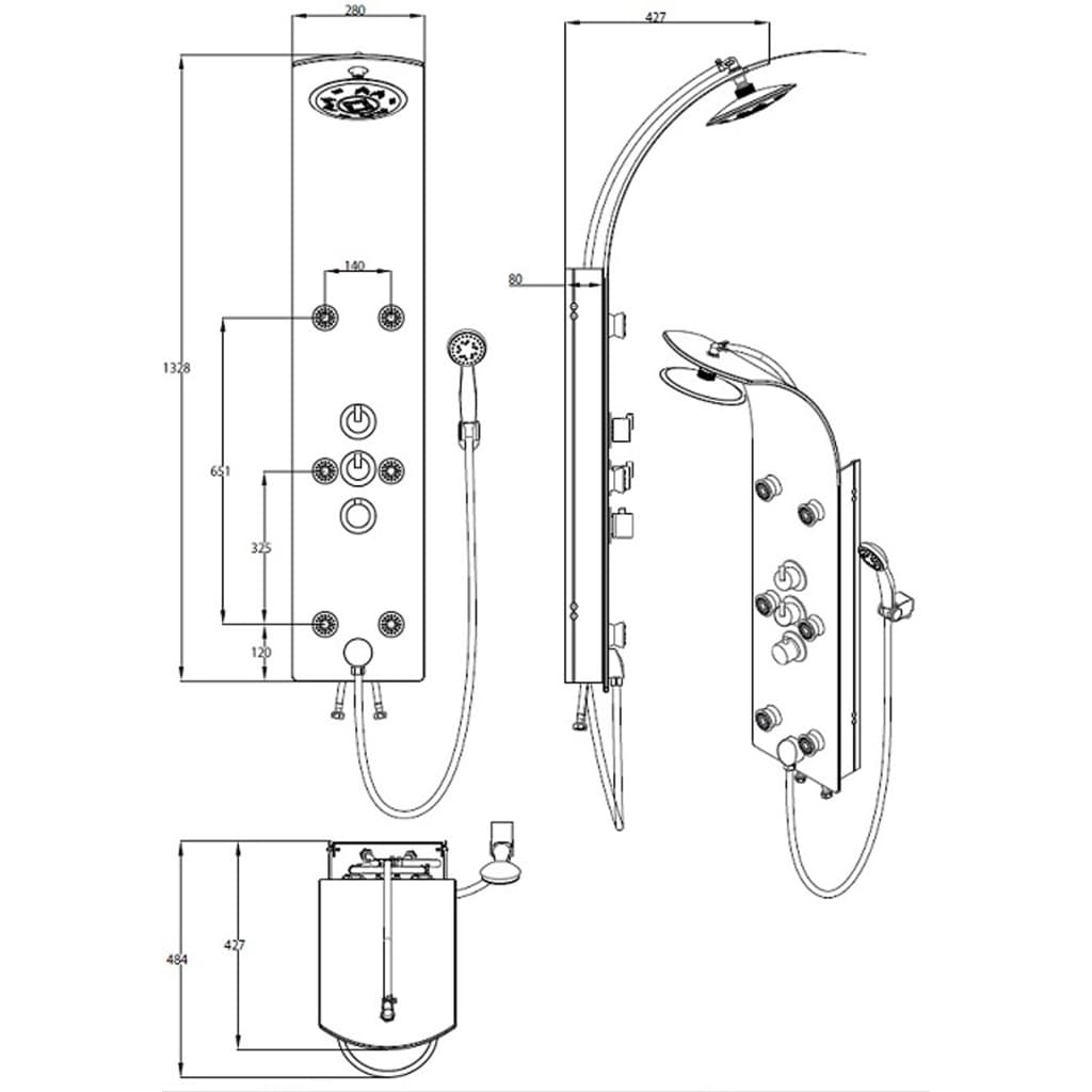 SCHÜTTE brusepanel med termostatarmatur LANZAROTE glas hvid