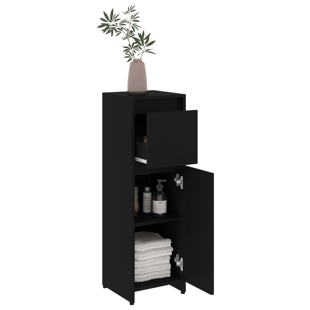 vidaXL badeværelsesmøbelsæt 3 dele konstrueret træ sort