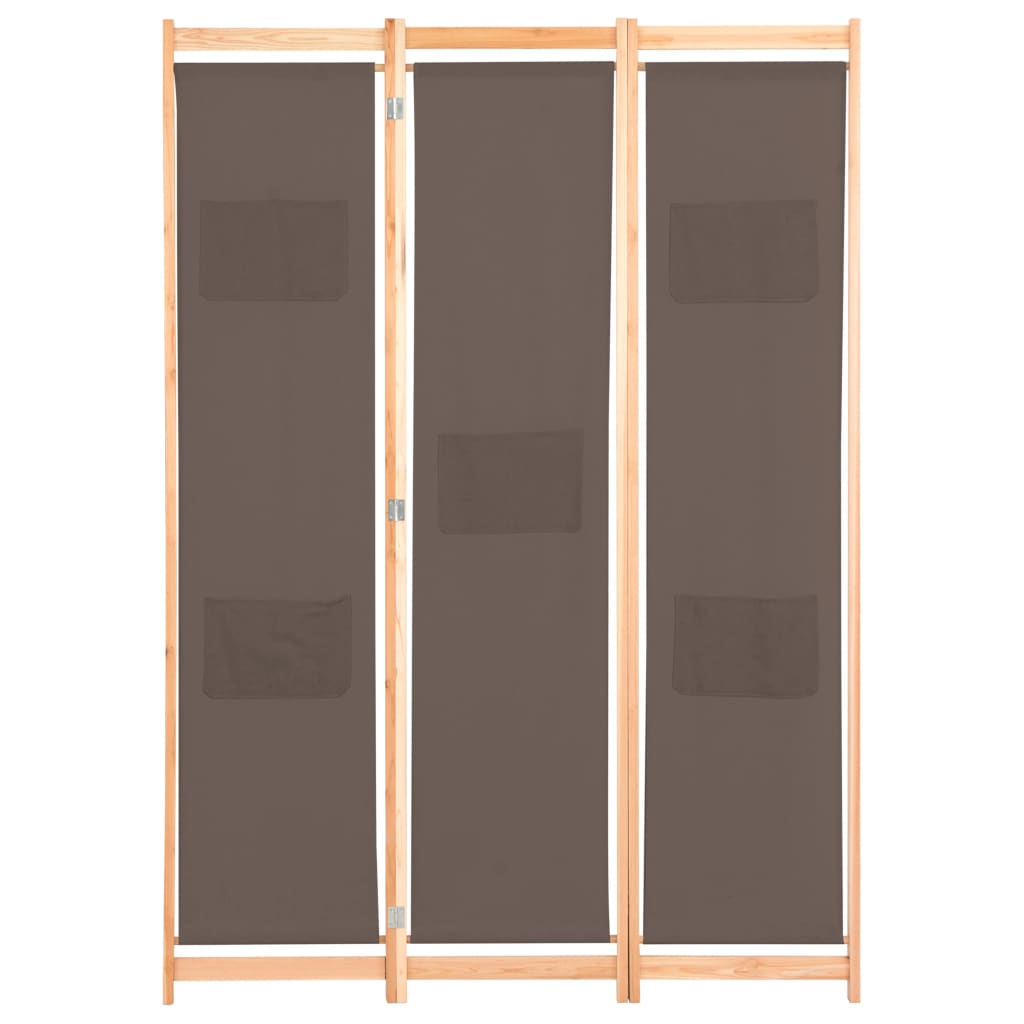 vidaXL 3-panels rumdeler 120 x 170 x 4 cm stof brun