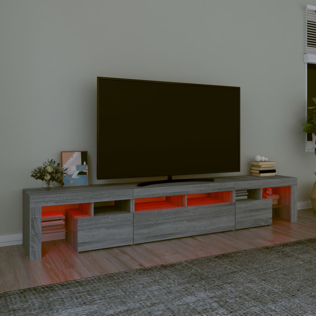 vidaXL tv-skab med LED-lys 230x36,5x40 cm grå sonoma-eg